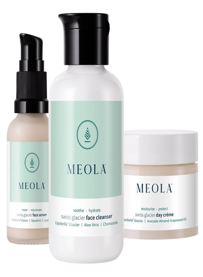 MEOLA مجموعة ميولا النهارية للعناية بالبشرة الصحية للرجال والنساء (غسول للوجه + سيروم + كريم نهاري) مع فيتامين ب3، ومستخلص ليبوبيل جلاسير، ومستخلص زهرة الأقحوان لترطيب البشرة وحمايتها ومنحها إشراقة، غسول وكريم نهاري - Image 1