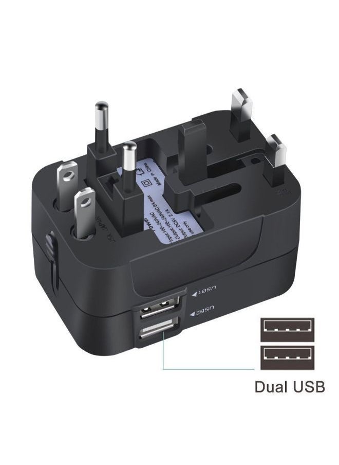 NIBEMINENT Portable Universal Travel Adapter Black 0.13kg  - Image 2