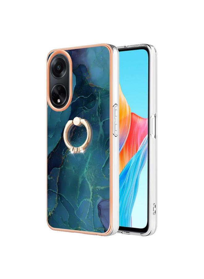 S-TOP Case For OPPO A98 Electroplating Marble Dual-side IMD Phone Case with Ring - Image 1