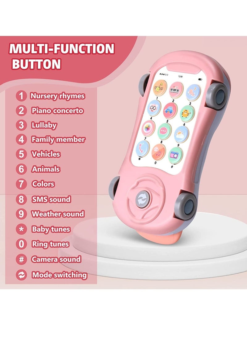Baby Cell Phone Toy for 1 Year Old Boy, Multi Function Car Toy with Music, Star Projector, Kids Pretend Phone for Learn Call Chat, Early Education Phone Toy for 1 2 3 Year Old Toddler Girl Boy  - Image 2