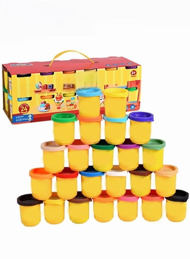 Modeling Compound Toys Handmade Plasticine Children's Toys 24 Pack Case Of Colors Non-toxic 50g Cans - Image 1