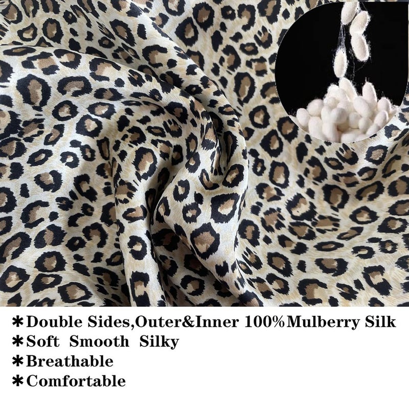 Cocheng 100% Mulberry Silk Bonnet for Sleeping Double Layer Silk Sleep Cap with Adjustable Tie Band 19 Momme Breathable & Adjustable Hair Bonnet (Leopard) - Image 5