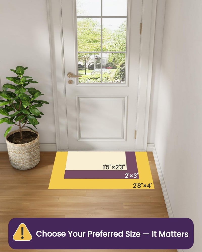 DEXI Ultra Thin Entryway Indoor Door Mat 32x48, Non Slip Rubber Backing Inside Entry Mat, Low Profile Easy Clean Dirt Trapper Doormat for Inside Entrance Patio, Beige - Image 2