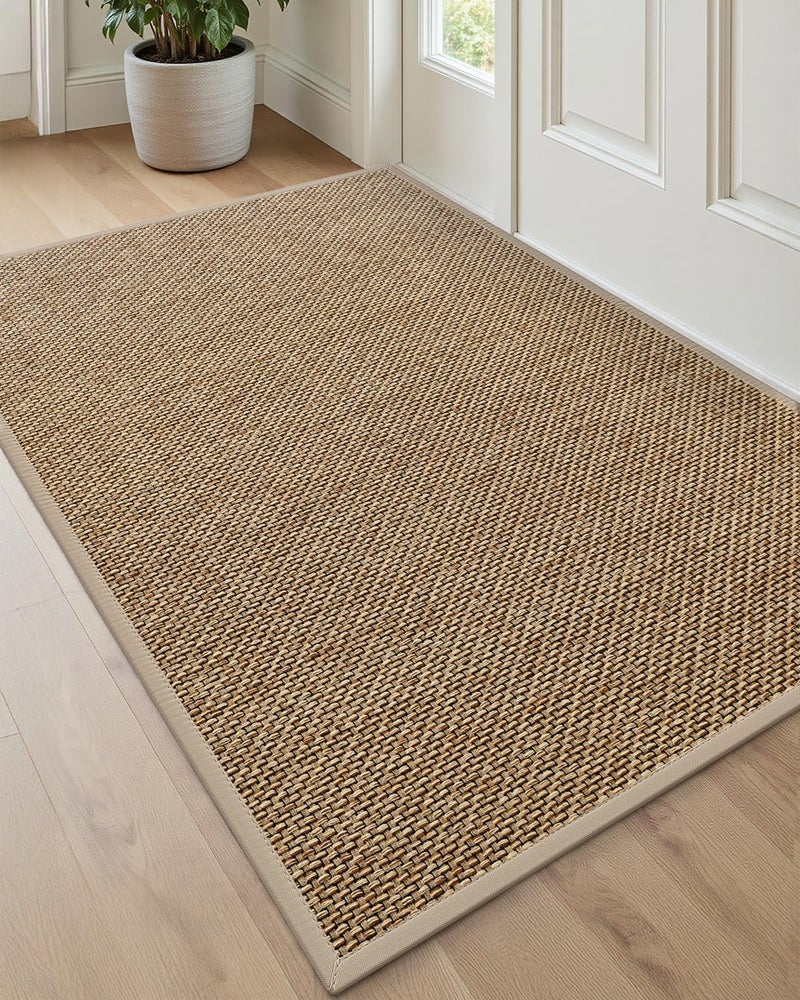DEXI Ultra Thin Entryway Indoor Door Mat 32x48, Non Slip Rubber Backing Inside Entry Mat, Low Profile Easy Clean Dirt Trapper Doormat for Inside Entrance Patio, Beige - Image 1