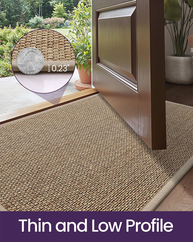 DEXI Ultra Thin Entryway Indoor Door Mat 32x48, Non Slip Rubber Backing Inside Entry Mat, Low Profile Easy Clean Dirt Trapper Doormat for Inside Entrance Patio, Beige - Image 4