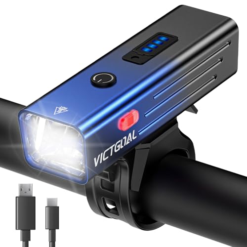 VICTGOAL Cycle Light Rechargeable Front Light for Cycle, Smart Light Senor Bicycle Light Rechargeable 260 Lumen with 4 Lighting Modes, Bright Cycle Front Light for Safety Night Riding (BlackBlue) - Image 1