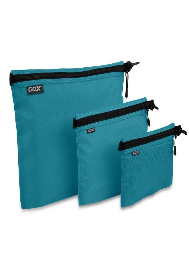 GOX 3 Pack Travel Toiletry Bag for Men Carry On Packing Organizer Zipper Pouch Portable Cosmetic Pouch Accessory Document Electronics (Turquoise) - Image 1