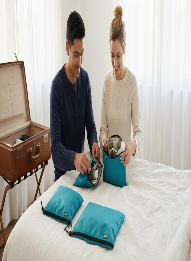 GOX 3 Pack Travel Toiletry Bag for Men Carry On Packing Organizer Zipper Pouch Portable Cosmetic Pouch Accessory Document Electronics (Turquoise) - Image 2