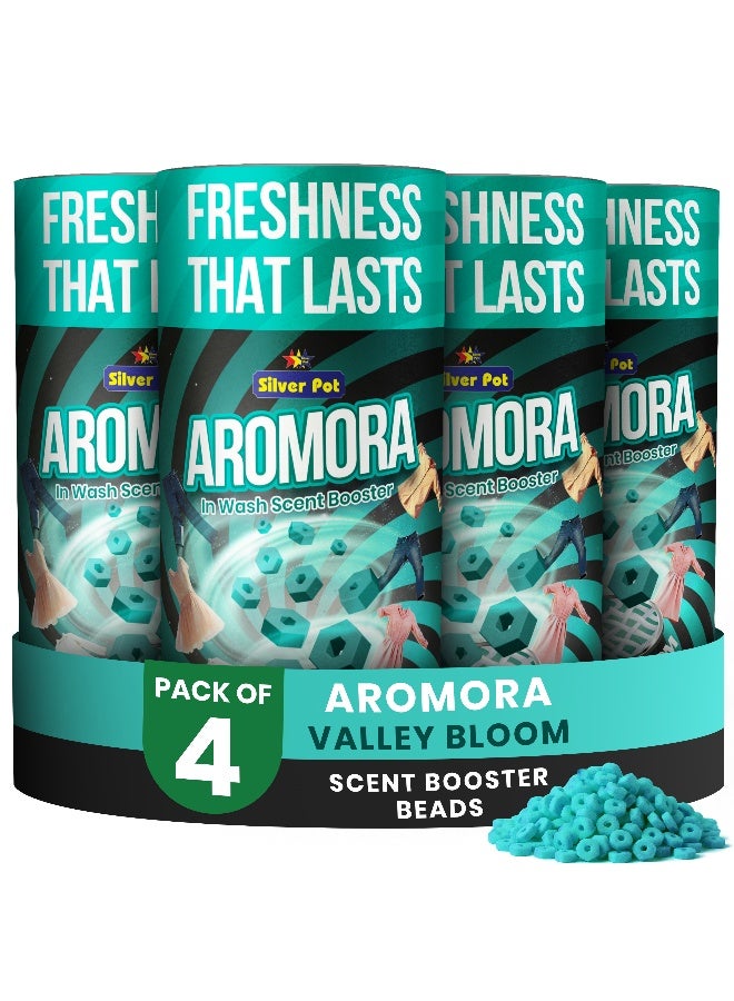 Silver Pot Aromora Fabric Deodorizer Valley Bloom - Pack of 4 - Laundry Perfume In-Wash Scent Booster Beads 200g , Refreshing Long-Lasting Laundry Fragrance, Suitable for Use with Fabric Softeners and Detergents - Image 1