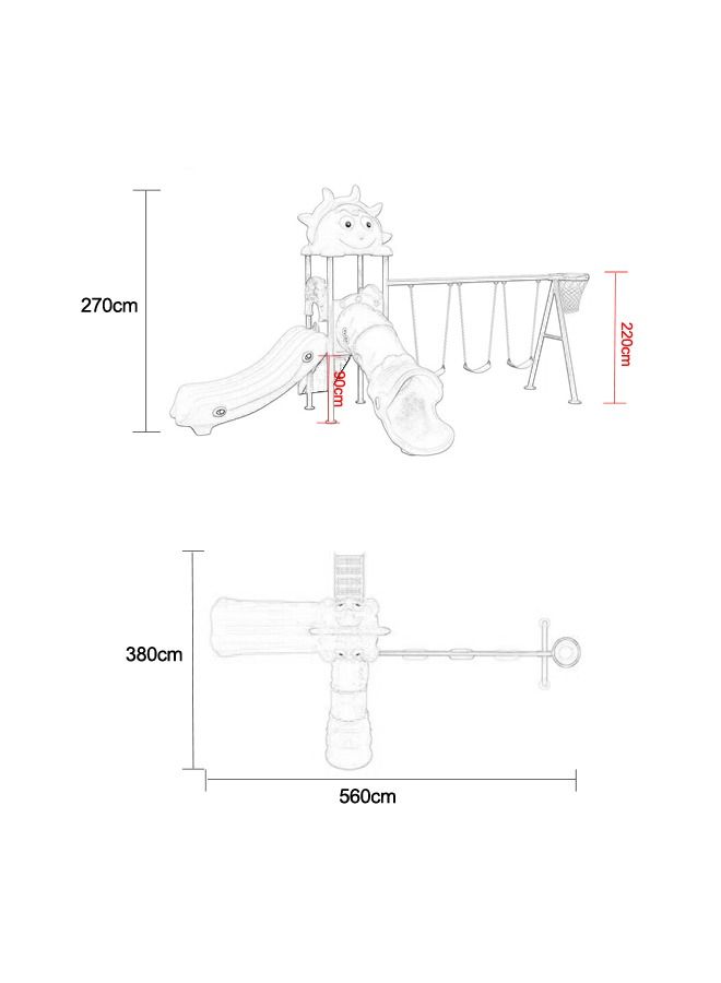 JSAITOYS Outdoor Combination Children Climbing Swing Slide Playground Equipment With Basketball Hoop  - Image 2
