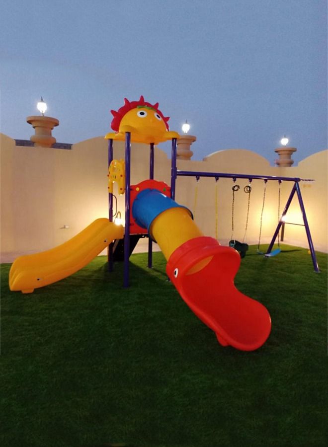 JSAITOYS Outdoor Combination Children Climbing Swing Slide Playground Equipment With Basketball Hoop  - Image 4