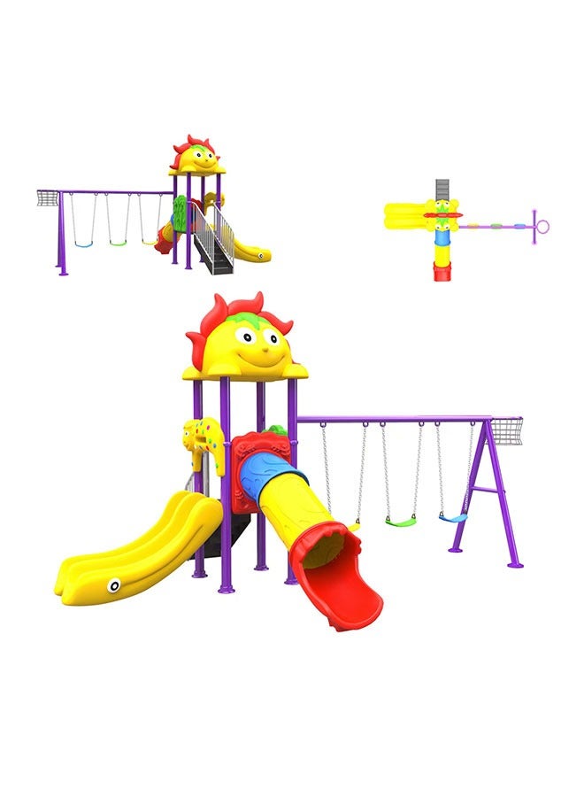 JSAITOYS Outdoor Combination Children Climbing Swing Slide Playground Equipment With Basketball Hoop  - Image 1