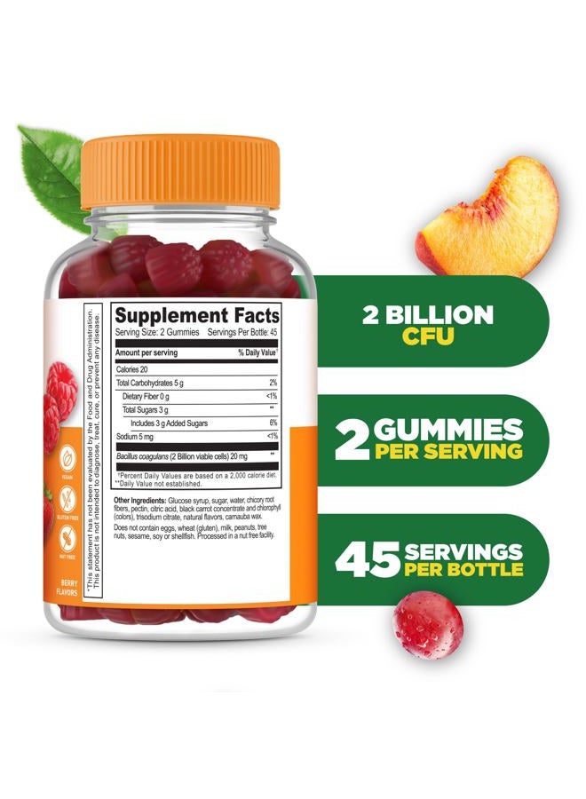 Lifeable Probiotics - 2 Billion CFU - Great Tasting Natural Flavor Gummy Supplement - Gluten Free Vegetarian Probiotic Chewable - for Gut Health and Immune Support - for Adults, Man Women - 90 Gummies - Image 2