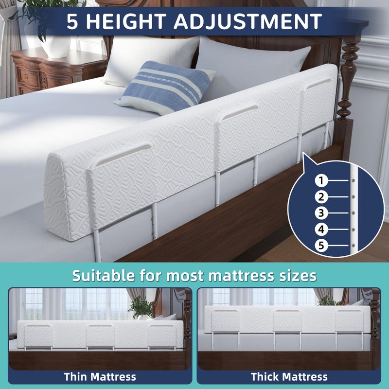 FigTime Bed Bumper for Toddlers, Foam Bed Rail for Toddlers, Toddler Bed Rail Bumper, Soft Safety Bed Guard Rail for Kids, Bed Side Rail for Twin, Full, Queen & King Beds (White, 59", 3-Bracket) - Image 2