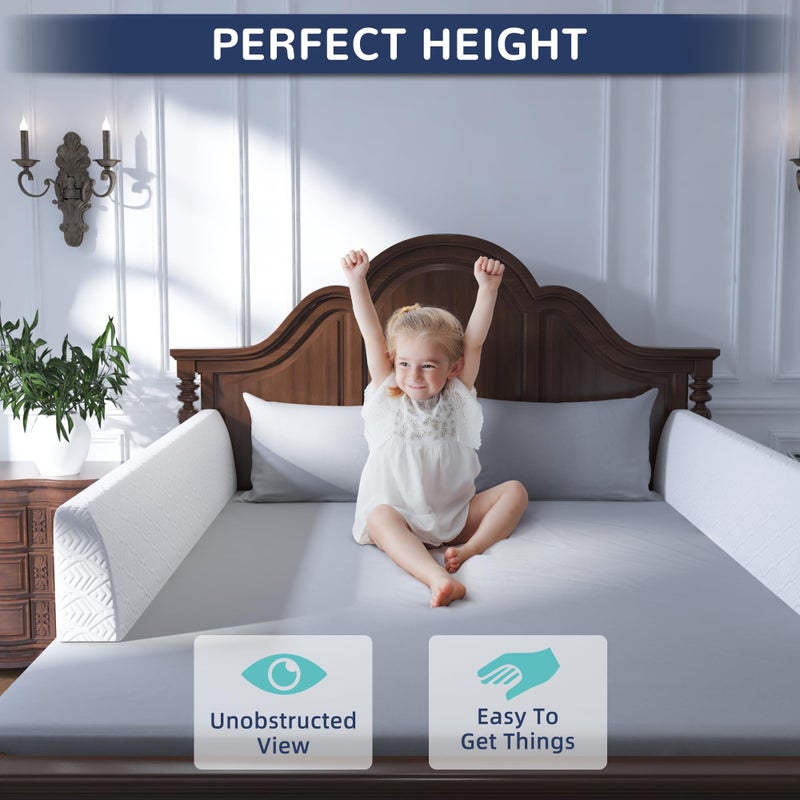 FigTime Bed Bumper for Toddlers, Foam Bed Rail for Toddlers, Toddler Bed Rail Bumper, Soft Safety Bed Guard Rail for Kids, Bed Side Rail for Twin, Full, Queen & King Beds (White, 59", 3-Bracket) - Image 5