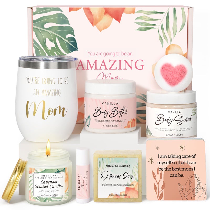 Suhctuptx New Mom Gifts for Women Pregnancy Gifts for Expecting Mom new Mom Care Package After Baby Mothers Day Mom to Be Gift Mama Must Haves with Affirmation Cards Candle for Self Care After Birth Pink - Image 2