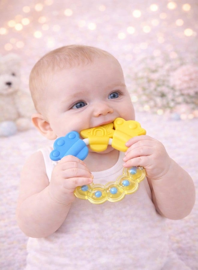 Joy Buzz Silicone Rattler Baby Teether for 3+ Months | BPA Free Soft Teething Toy | Safe Teether for Infants | Round Shape | (Yellow) - Image 3