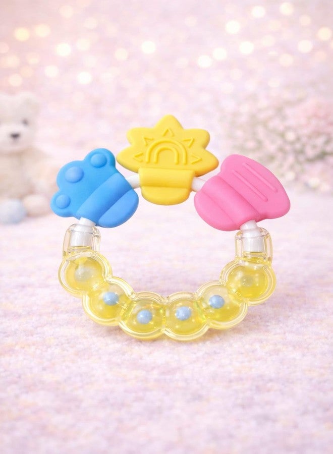 Joy Buzz Silicone Rattler Baby Teether for 3+ Months | BPA Free Soft Teething Toy | Safe Teether for Infants | Round Shape | (Yellow) - Image 5