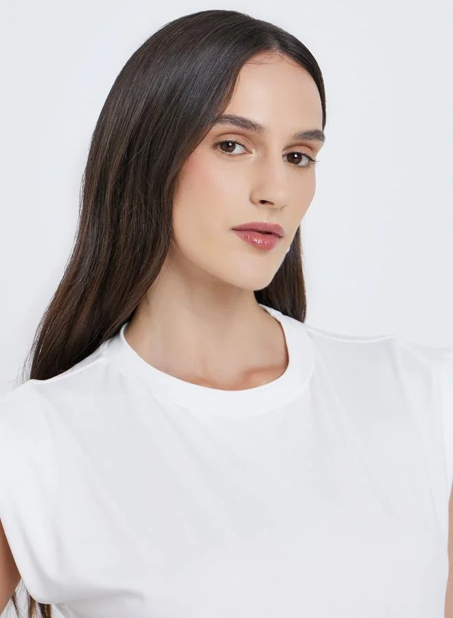 Styli Styli Solid Round Neck Sleeveless Plain Bodysuit