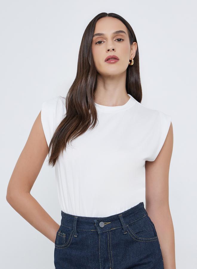 Styli Solid Round Neck Sleeveless Plain Bodysuit - Image 2