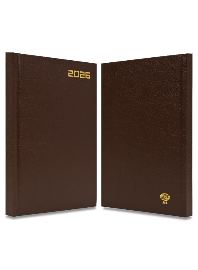 FIS 2026 Diary, A5 Size Diary(148x210mm), Hard Cover Vinyl Materials, English, 60gsm White Paper, Chocolate Color-FSDI21E26CH - Image 3