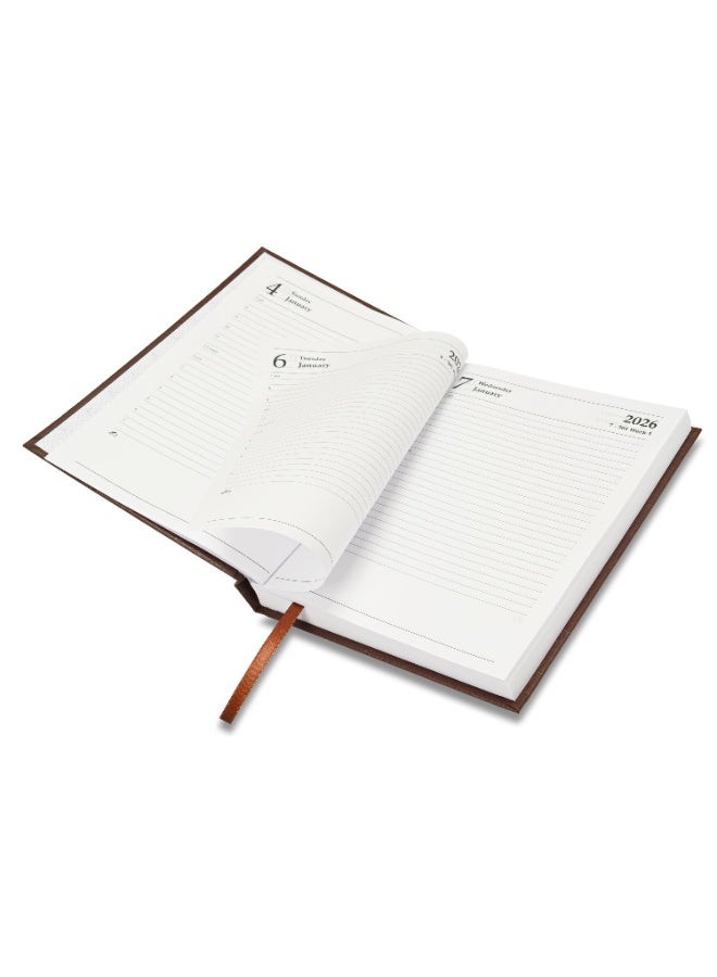FIS 2026 Diary, A5 Size Diary(148x210mm), Hard Cover Vinyl Materials, English, 60gsm White Paper, Chocolate Color-FSDI21E26CH - Image 4