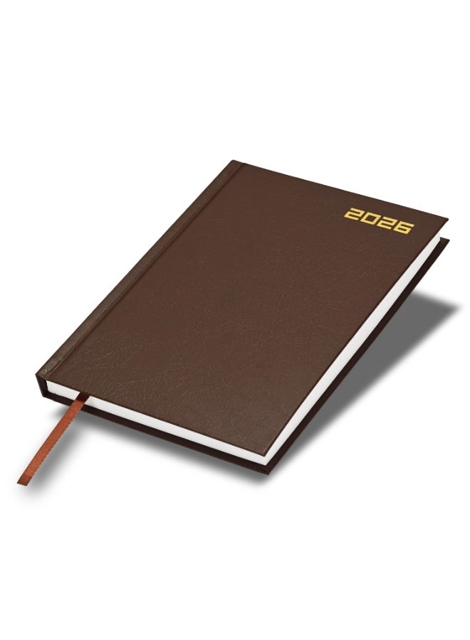 FIS 2026 Diary, A5 Size Diary(148x210mm), Hard Cover Vinyl Materials, English, 60gsm White Paper, Chocolate Color-FSDI21E26CH - Image 1