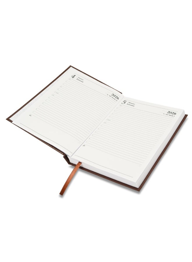 FIS 2026 Diary, A5 Size Diary(148x210mm), Hard Cover Vinyl Materials, English, 60gsm White Paper, Chocolate Color-FSDI21E26CH - Image 2