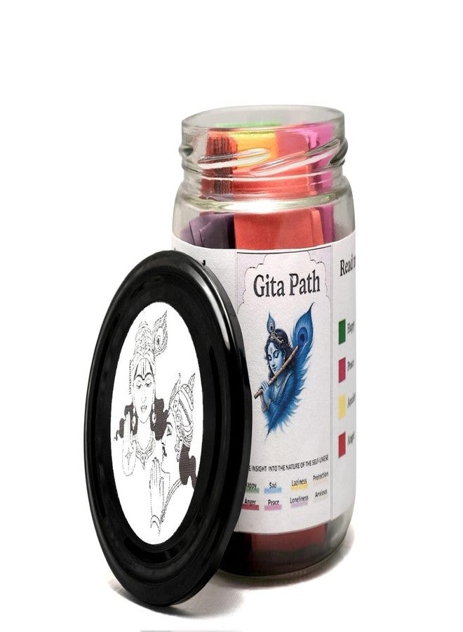 ARUZEN Bhagavad Gita Path Shlok Jar - Daily Krishna Quotes for Emotions - Motivational Gift with Color Coded Mood Slips (GITA-PATH-HINDI) Krishna Path Jar - Image 1