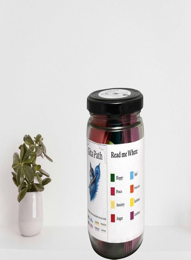 ARUZEN Bhagavad Gita Path Shlok Jar - Daily Krishna Quotes for Emotions - Motivational Gift with Color Coded Mood Slips (GITA-PATH-HINDI) Krishna Path Jar - Image 5