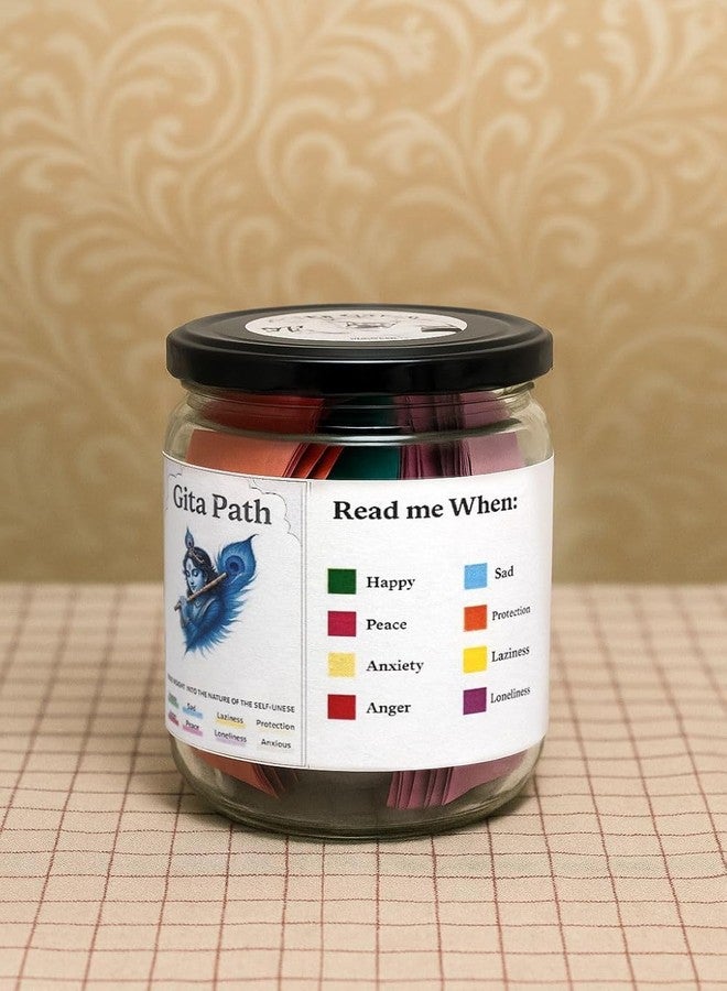 ARUZEN Bhagavad Gita Path Shlok Jar - Daily Krishna Quotes for Emotions - Motivational Gift with Color Coded Mood Slips (GITA-PATH-HINDI) Krishna Path Jar - Image 2