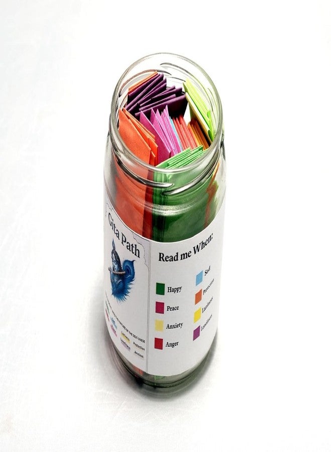 ARUZEN Bhagavad Gita Path Shlok Jar - Daily Krishna Quotes for Emotions - Motivational Gift with Color Coded Mood Slips (GITA-PATH-HINDI) Krishna Path Jar - Image 4