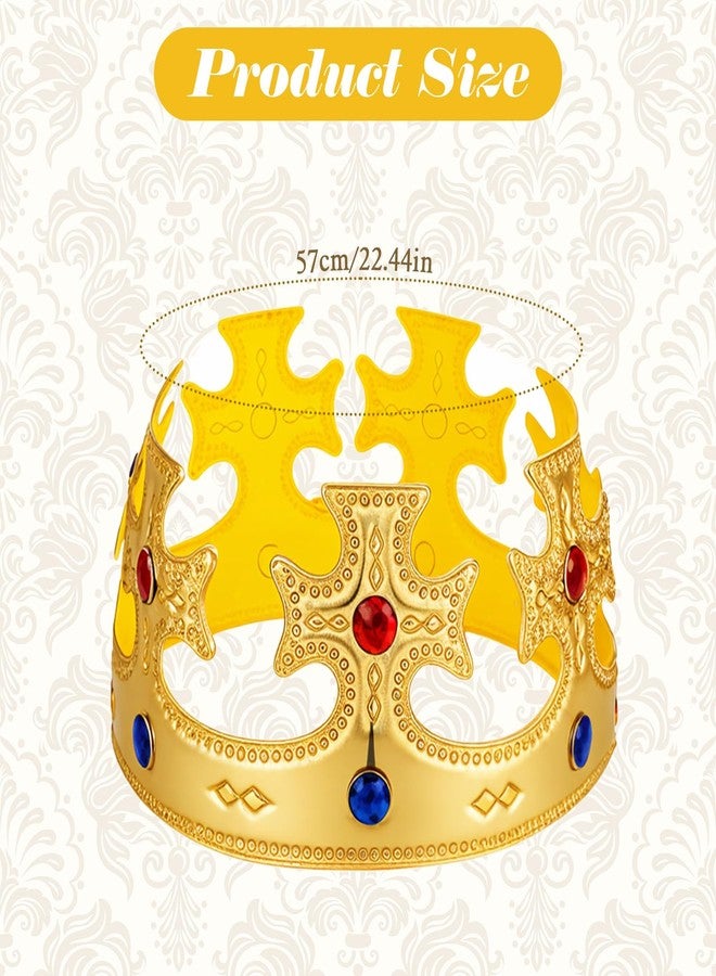 IANFAN King Crown for Men, 2 Pcs Golden Plastic King Crown Party Costume Crowns For Birthday, Royal Prince Regal Accessory, Adjustable 22.44 Inch (57 cm) - Image 2