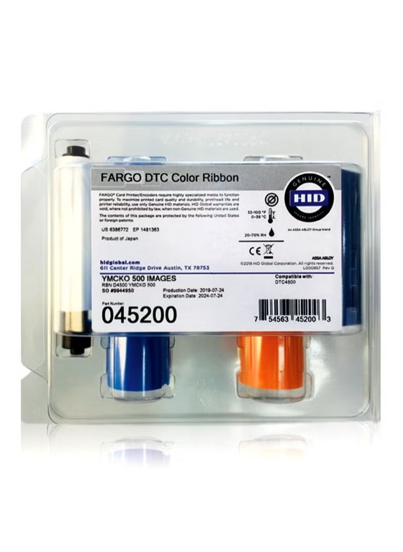 Fargo - Genuine Fargo 45200 YMCKO Color Ribbon for Model DTC4500e Printer - Image 1