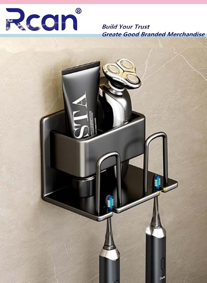 Rcan Toothbrush Holder No Drill Need Stainless Steel Toothbrush Holder with 2 Slots Multifunctional Wall Mounted Space Saving Toothbrush Organizer - Image 1