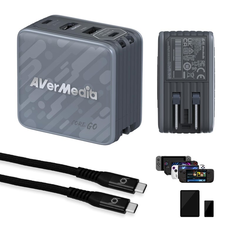 AVerMedia Portable Charger, Switch 2 Dock, 100W GaN Fast Charging USB C Hub, TV Docking Station with 4K60 HDMI, Compatible with iPhone, iPad, Laptop, PC, Gaming Accessories - Image 1