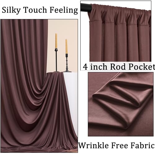 NSSONBEN 10ft x 10ft Wrinkle Free Brown Backdrop Curtains for Parties, Polyester Photo Backdrop Drapes 2 Panels 5x10ft for Wedding Birthday Party Photography Background Photoshoot - Image 2