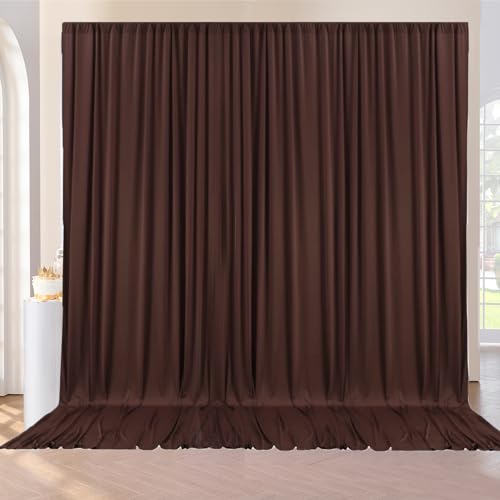 NSSONBEN 10ft x 10ft Wrinkle Free Brown Backdrop Curtains for Parties, Polyester Photo Backdrop Drapes 2 Panels 5x10ft for Wedding Birthday Party Photography Background Photoshoot - Image 1