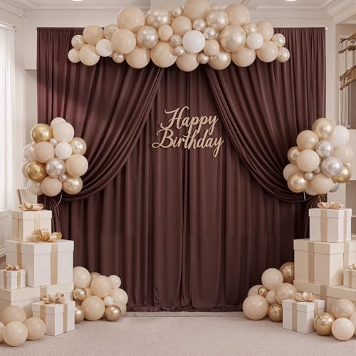 NSSONBEN 10ft x 10ft Wrinkle Free Brown Backdrop Curtains for Parties, Polyester Photo Backdrop Drapes 2 Panels 5x10ft for Wedding Birthday Party Photography Background Photoshoot - Image 5