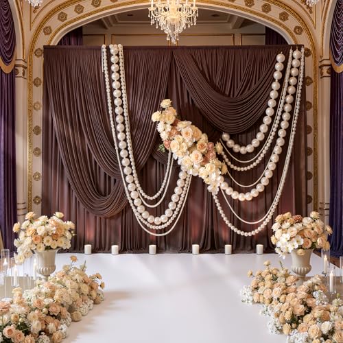 NSSONBEN 10ft x 10ft Wrinkle Free Brown Backdrop Curtains for Parties, Polyester Photo Backdrop Drapes 2 Panels 5x10ft for Wedding Birthday Party Photography Background Photoshoot - Image 3
