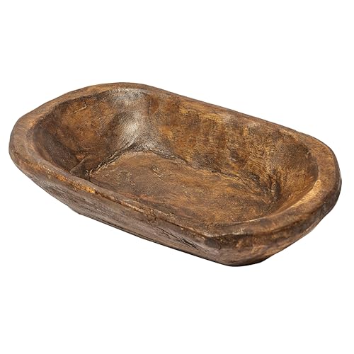 MAINEVENT Decorative Bowl Home Decor Approx 10 Inch, Hand Crafted Spanish Oak Wooden Dough Bowl Decor, Table Centerpiece Made in USA - Image 1