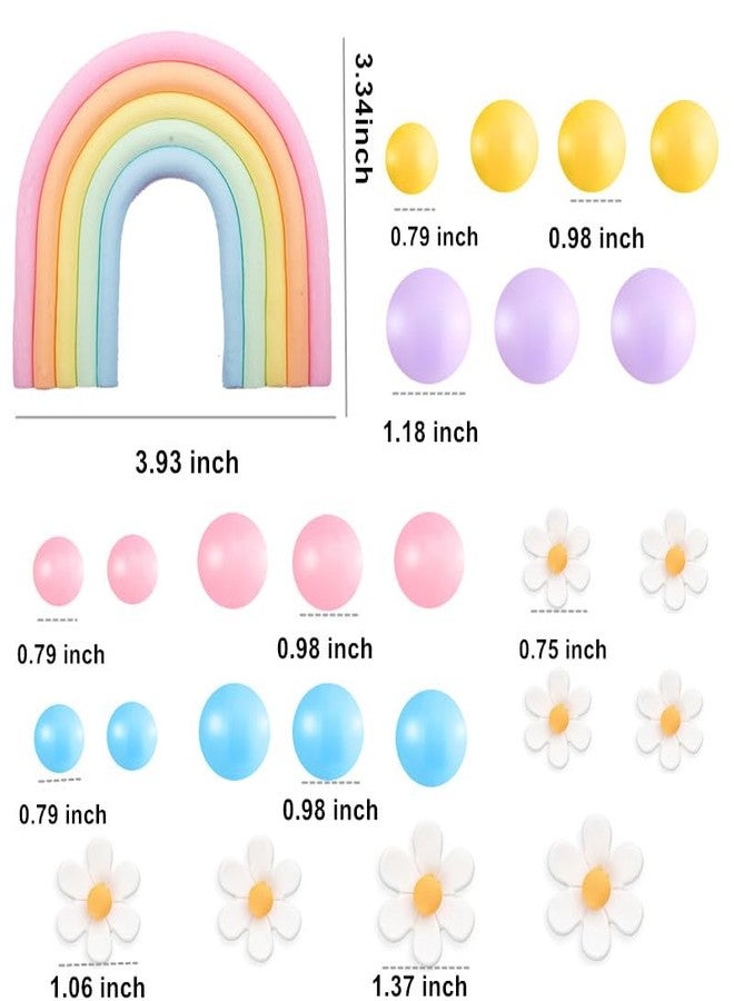 Qoadwem Boho Cake Topper, Qoadwem 26pcs Rainbow Cake Topper For Hippie Themed Daisy Flowrs Blue Dog Cake Toppers Pastel Ball Cake Decorations for Groovy Hippie Wedding Party Supplies - Image 3