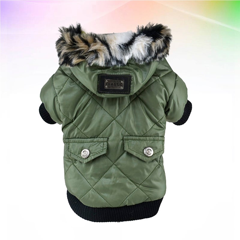Stylish Pet Winter Clothes Zipper Cold Pet Clothes Coat Pet Costume for Puppy Dog (Green, S) - Image 5