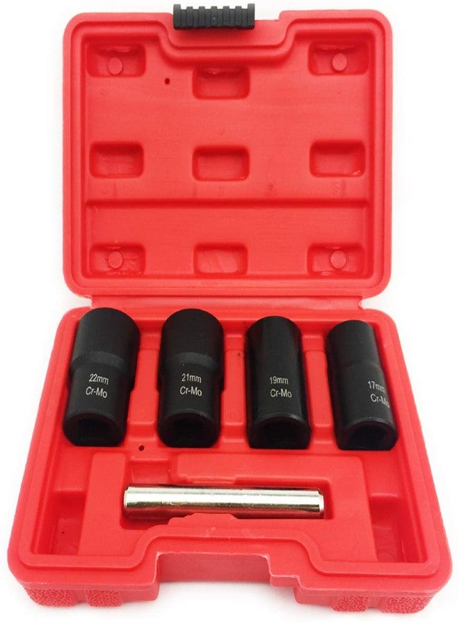 NORTOOLS 5 PCS 1/2” Twist Socket Set, 6-Point Sockets Nut and Bolt Extractor Tool Kit,Bolt & Stripped Lug Nut Remover Socket Tool for Damaged(17 mm, 19 mm, 21 mm, 22 mm) - Image 1