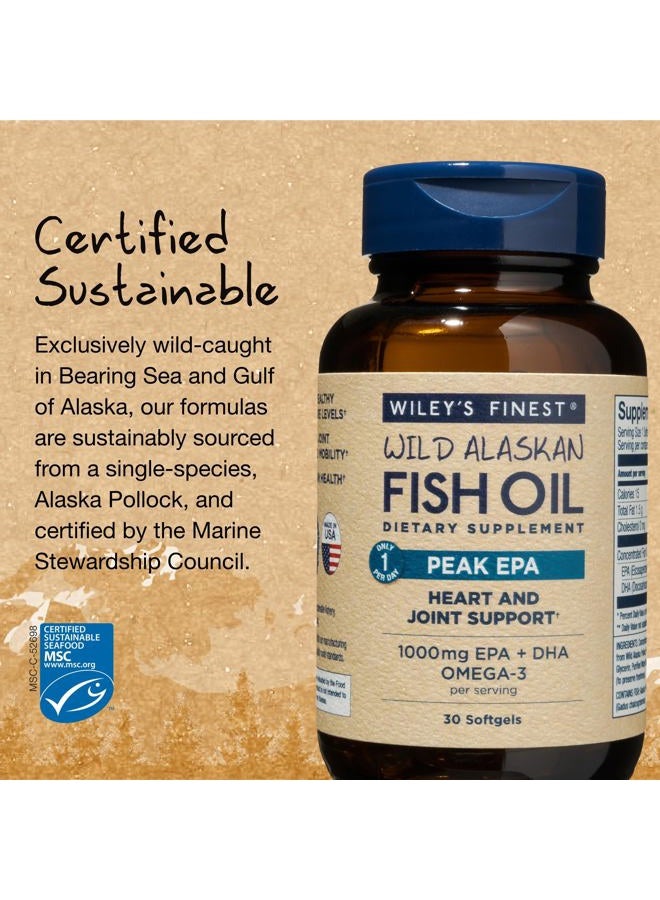 Wiley's Finest Wild Alaskan Fish Oil Peak EPA - Triple Strength Peak EPA and DHA - 1000mg Omega-3s, SQF-Certified - 30 Softgels (30 Servings) - Image 4