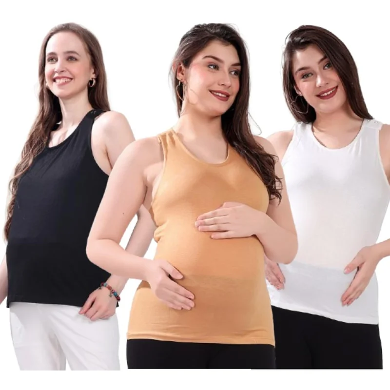 تامي م م ح Maternity Nursing Tank Top for women - Pack of 3