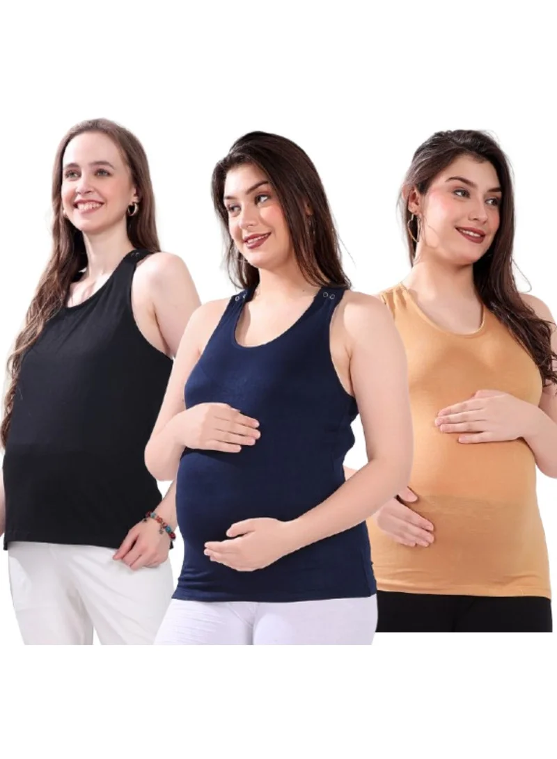 تامي م م ح Maternity Nursing Tank Top for women - Pack of 3