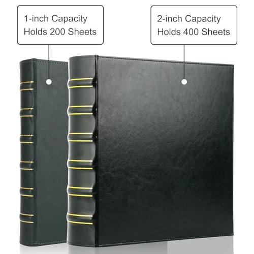 LETVPVOW Vintage Hardback 3 Ring Binder 2 Inch, Professional Leather Binder 3 Ring, Three Ring Binders Fits 8.5" x 11", D Ring Binders for Photo Album, Home, School and Office Supplies- Dark Green - Image 5
