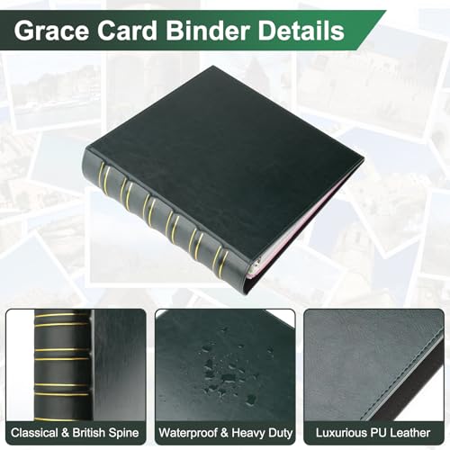 LETVPVOW Vintage Hardback 3 Ring Binder 2 Inch, Professional Leather Binder 3 Ring, Three Ring Binders Fits 8.5" x 11", D Ring Binders for Photo Album, Home, School and Office Supplies- Dark Green - Image 4