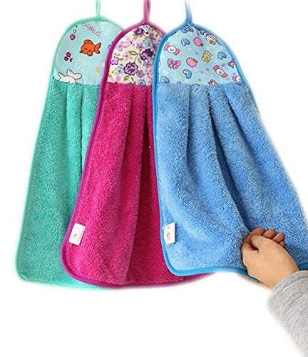 bosig® Cotton Hanging Kitchen Hand Towel | Micro Fiber Cotton Hanging Towels for wash Basin/Kitchen Napkin/Hand Towels wash Basin Multi Colour Set of 3 Pieces - Image 2